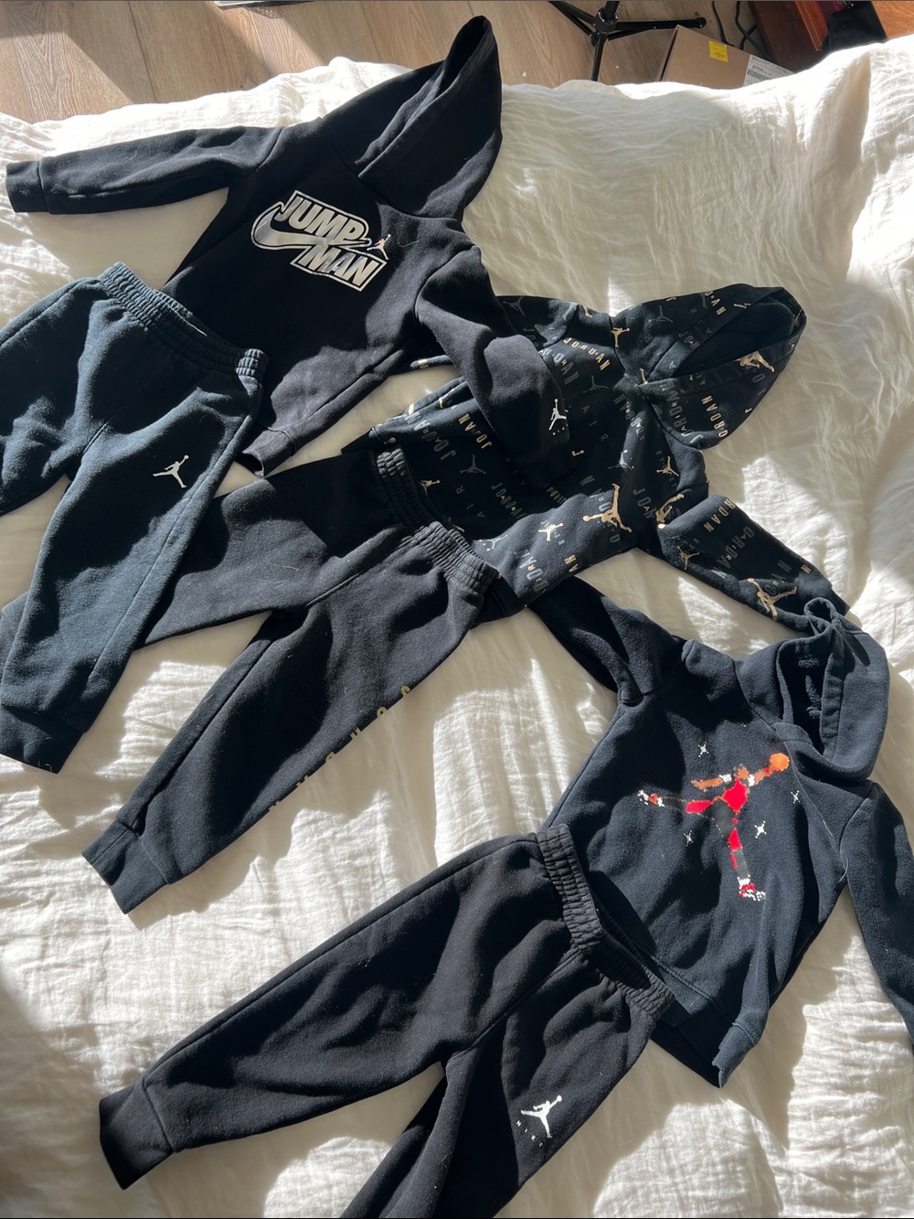 Jordan Kids Black Jumpman Hooded Sweatpants Sets (3) 24m